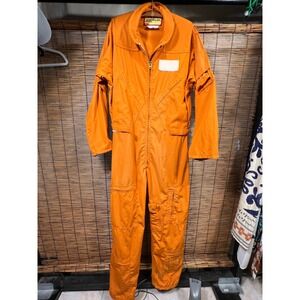 Worklon Size L Industrial Coveralls Orange Utility Jumpsuit Cotton Blend